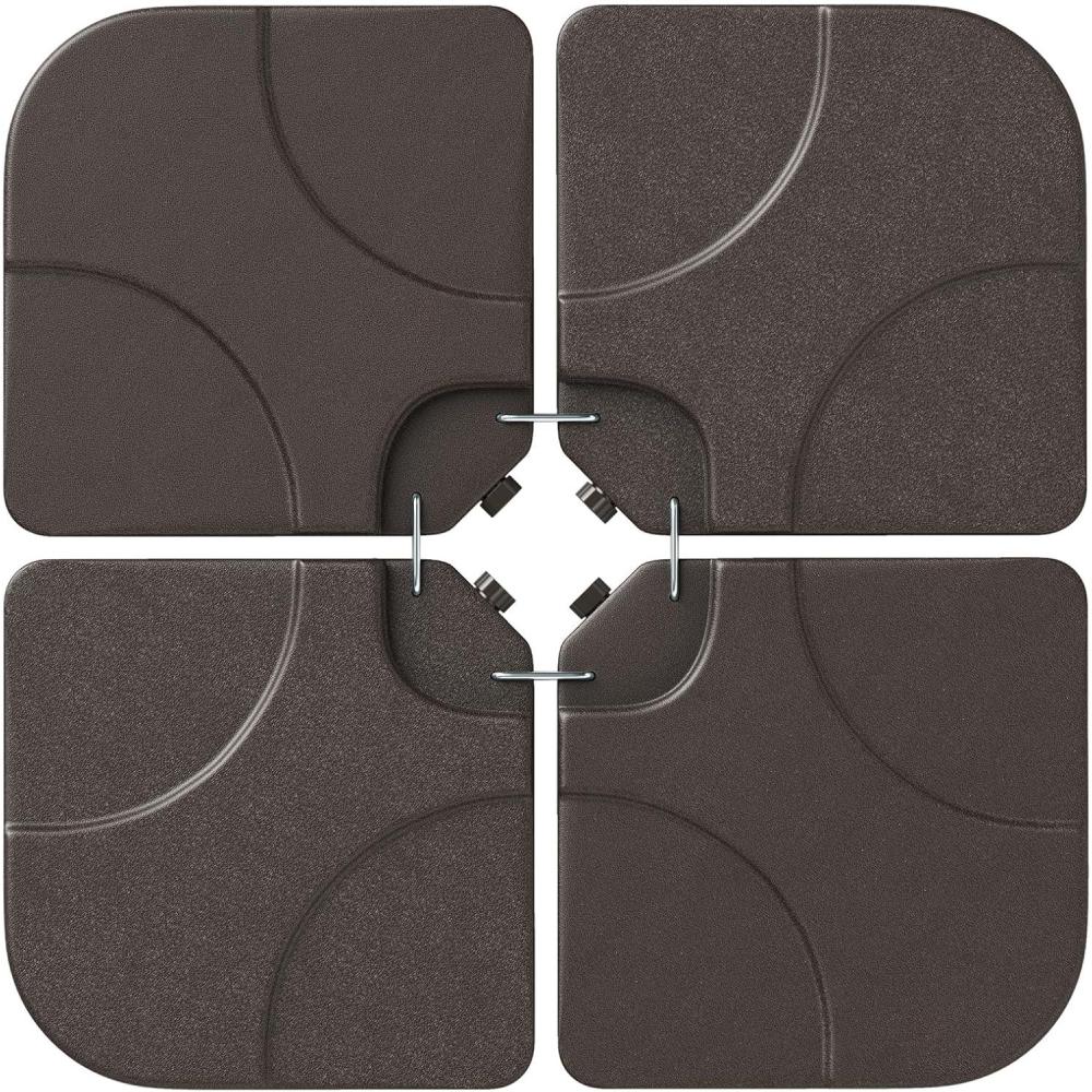 image:imageGiantex 212 lbs Fillable Offset Patio Umbrella Base 4PCS Cantilever Umbrella Stand Water Sand Filled 4 Pin Connectors Weighted Outdoor Market Umbrella Pole Holder for Poolside Garden Yard BlackBrown