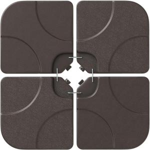 Giantex 212 lbs Fillable Offset Patio Umbrella Base, 4PCS Cantilever Umbrella Stand Water Sand Filled, 4 Pin Connectors, Weighted Outdoor Market Umbrella Pole Holder for Poolside Garden Yard (Black)(Brown)