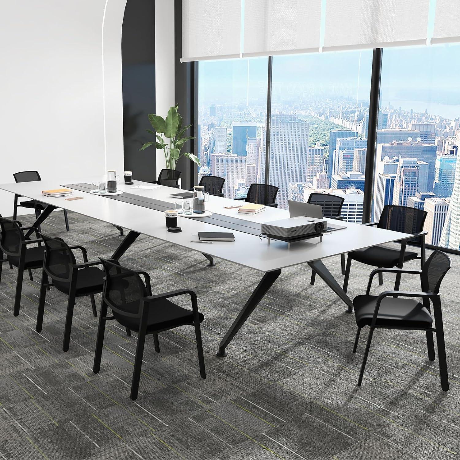 image:imageGiantex 2Pack Reception Room Chair Set with Mesh Back Metal Frame amp Padded Seat Armrests No Wheels Stacking Guest Chairs for Office Waiting Room Lobby Meeting Black2
