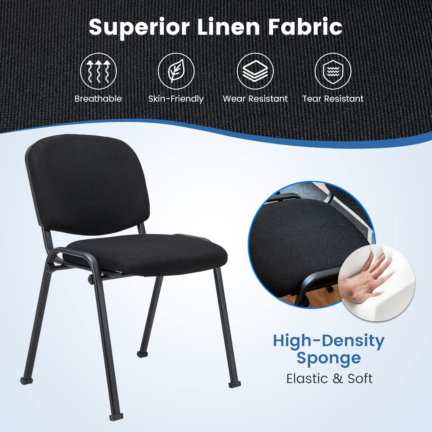image:imageGiantex 5Pack Conference Chair Set Stackable Guest Chair with Metal Frame Padded Cushion Stacking Reception Chair Lobby Chairs Set of 5 Stackable Chairs Office Waiting Room Chair Black8
