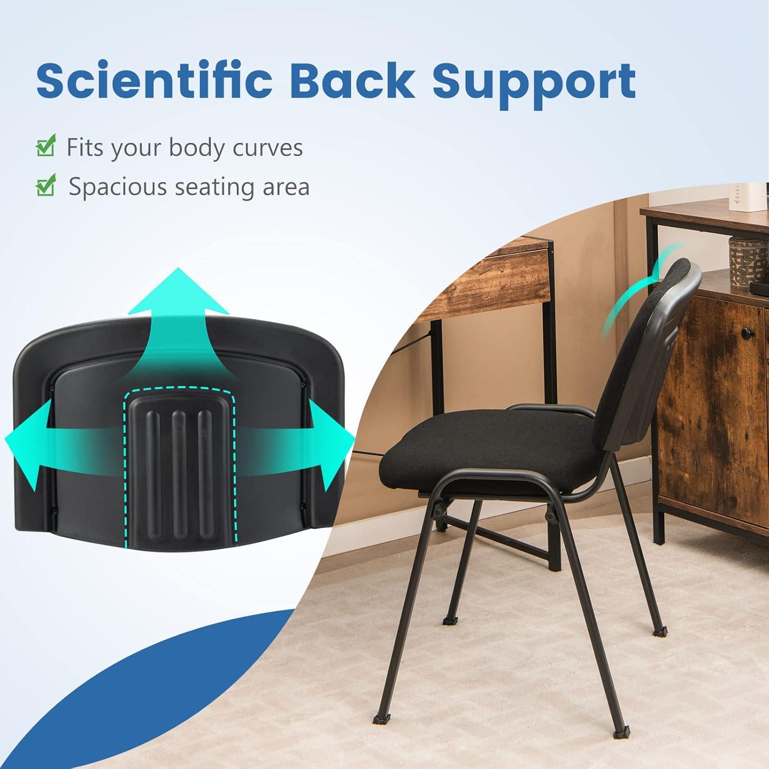 image:imageGiantex 5Pack Conference Chair Set Stackable Guest Chair with Metal Frame Padded Cushion Stacking Reception Chair Lobby Chairs Set of 5 Stackable Chairs Office Waiting Room Chair Black10