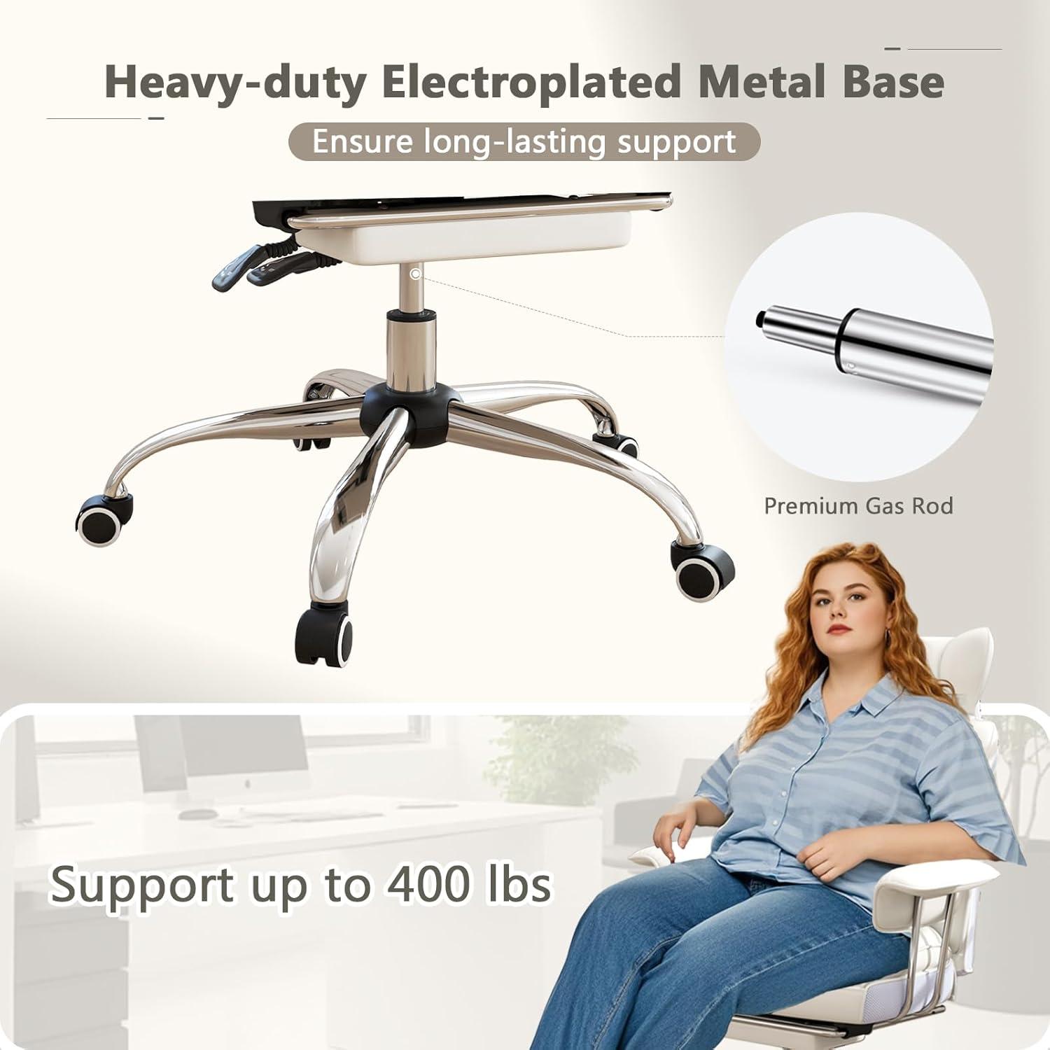 image:imageGiantex Office Desk Chair Big and Tall Executive Office Chair with Foot Rest and Lumbar Support High Back Leather Swivel Computer Task Chair Large Ergonomic Reclining Home Office Chair WhiteWhite