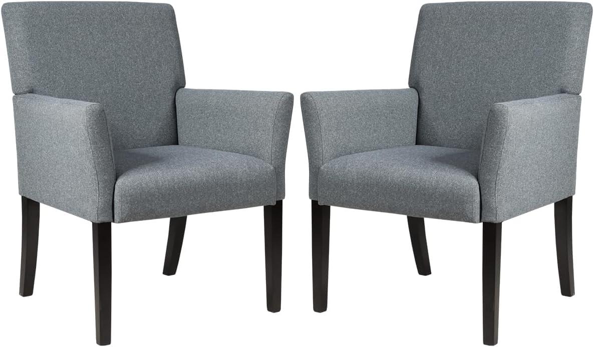 image:imageGiantex Office Waiting Room Chairs Set of 4 Fabric Executive Guest Chair Upholstered Reception Chair with Padded Arms Backrest Wood Legs Guest Chairs for Meeting Room Dining RoomGrey