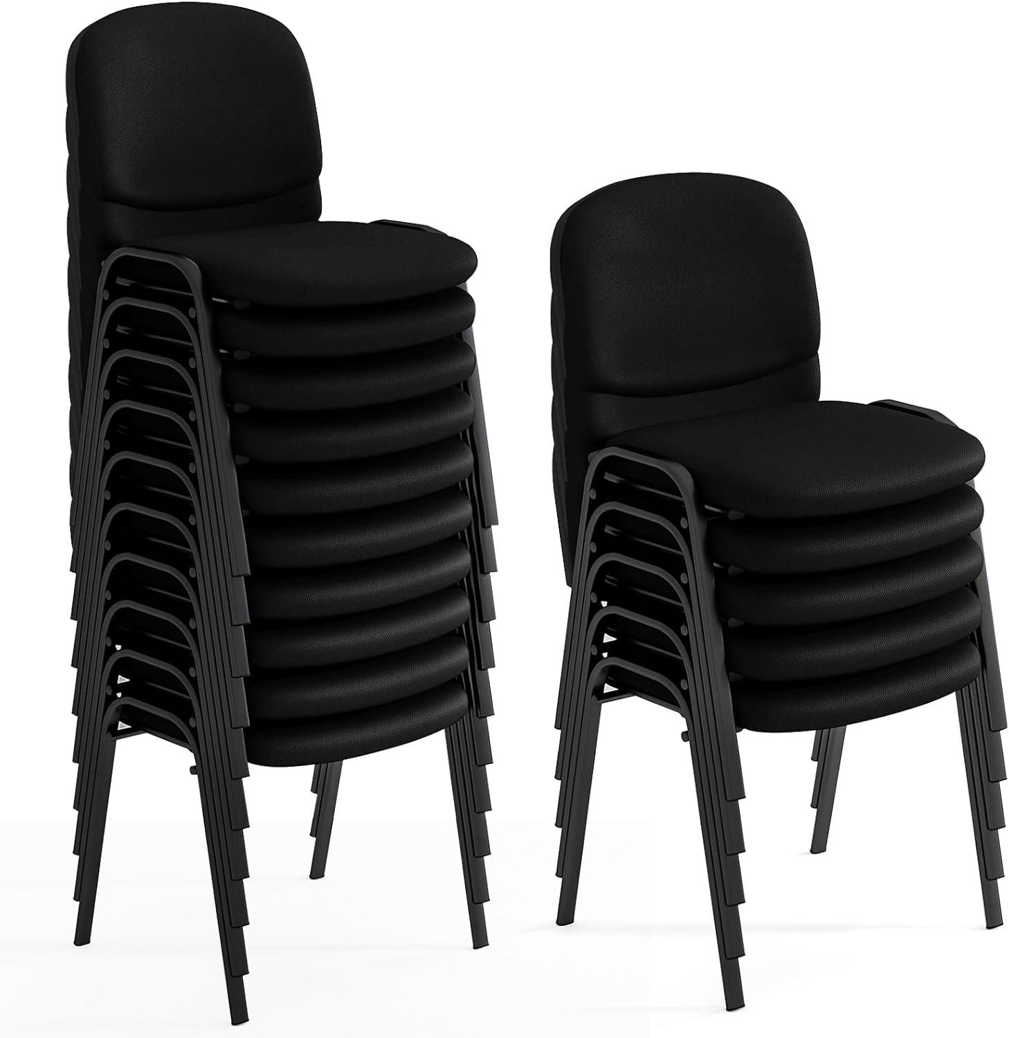 image:imageGiantex Set of 5 Conference Chair with Ergonomic Upholstered Seat Protective Foot Pad Elegant and Stackable Design for Home amp Office Waiting Room Guest Room 5 Pieces Reception Executive Chair SetBlack