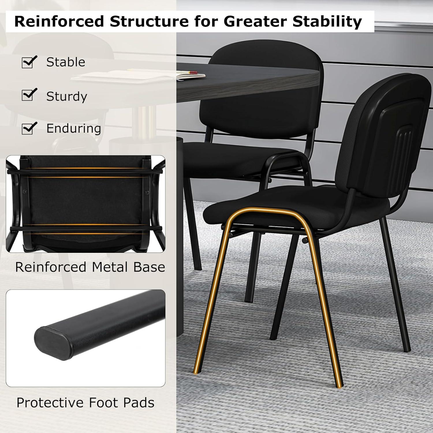image:imageGiantex Set of 5 Conference Chair with Ergonomic Upholstered Seat Protective Foot Pad Elegant and Stackable Design for Home amp Office Waiting Room Guest Room 5 Pieces Reception Executive Chair SetBlack