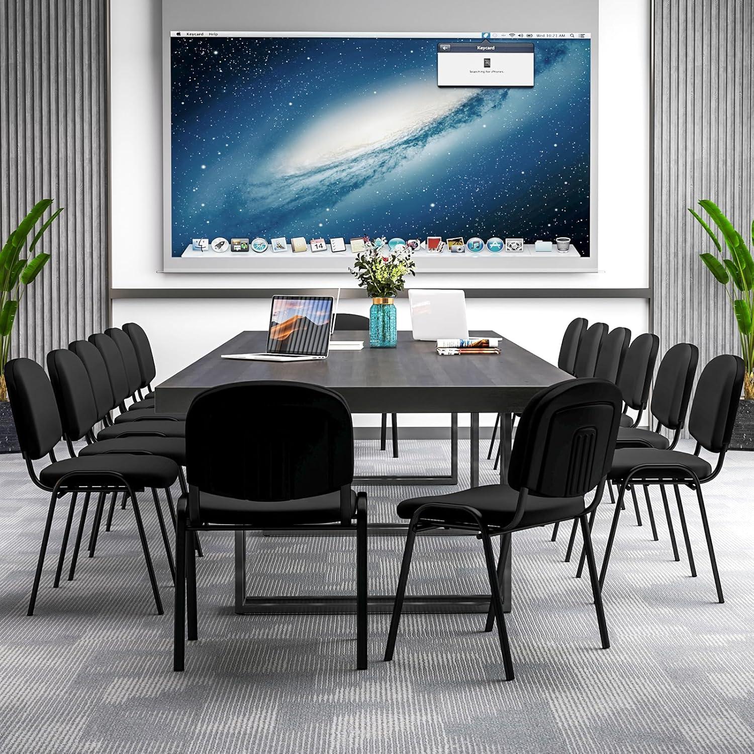 image:imageGiantex Set of 5 Conference Chair with Ergonomic Upholstered Seat Protective Foot Pad Elegant and Stackable Design for Home amp Office Waiting Room Guest Room 5 Pieces Reception Executive Chair SetBlack