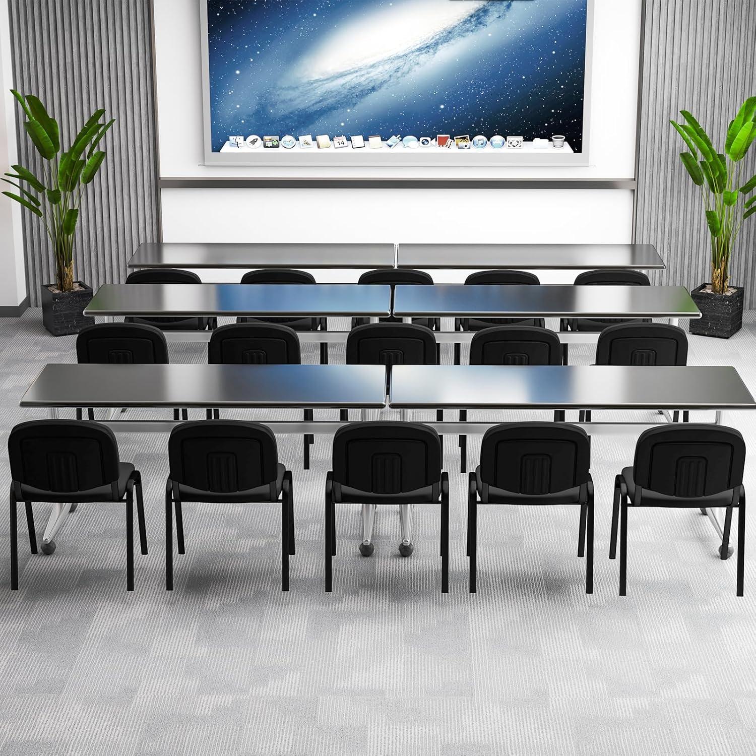image:imageGiantex Set of 5 Conference Chair with Ergonomic Upholstered Seat Protective Foot Pad Elegant and Stackable Design for Home amp Office Waiting Room Guest Room 5 Pieces Reception Executive Chair SetBlack