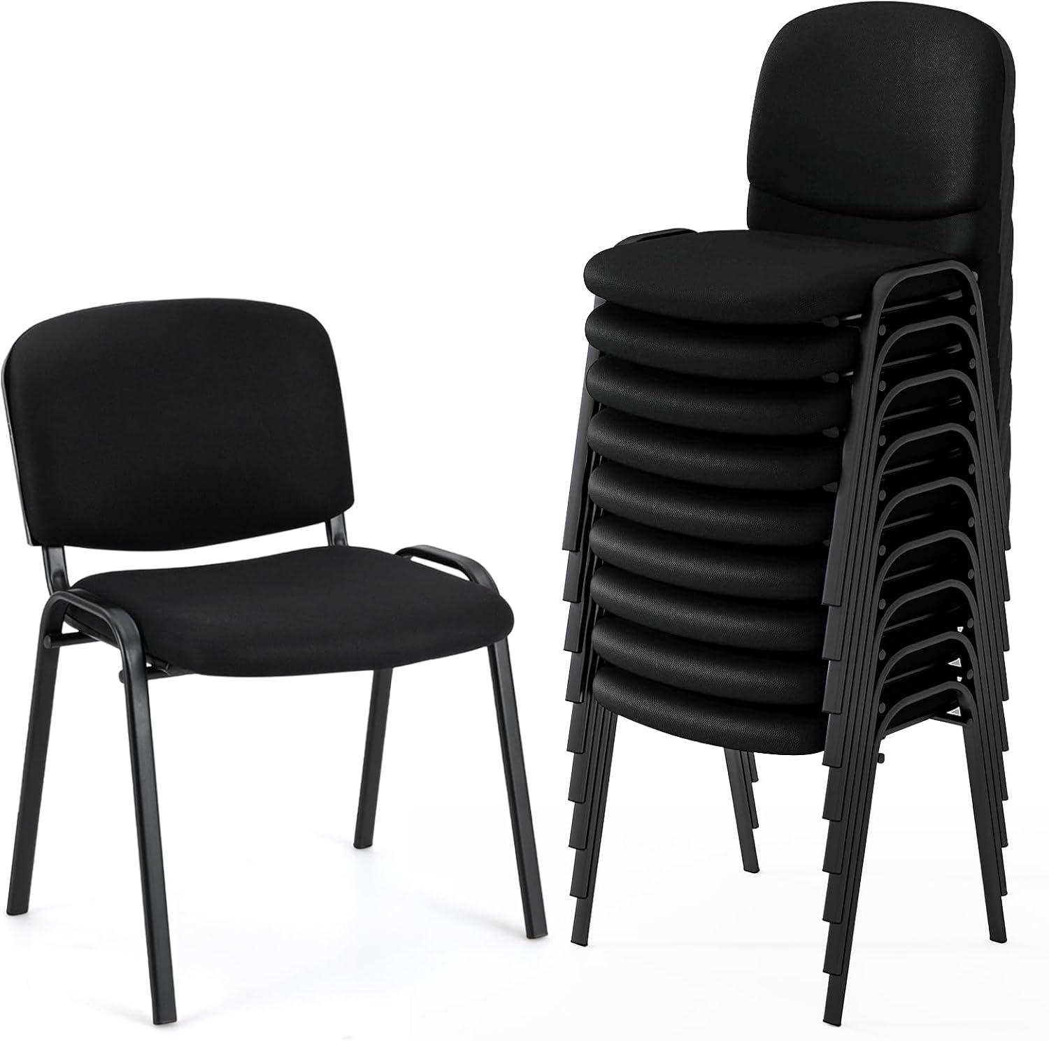 image:imageGiantex Set of 5 Conference Chair with Ergonomic Upholstered Seat Protective Foot Pad Elegant and Stackable Design for Home amp Office Waiting Room Guest Room 5 Pieces Reception Executive Chair SetBlack