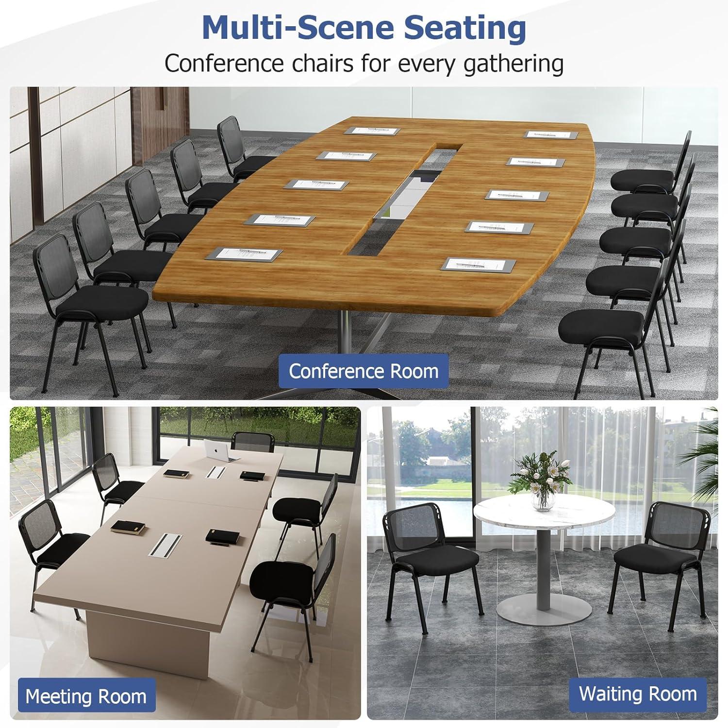 image:imageGiantex Set of 5 Office Guest Chair Stackable Waiting Room Chair with Padded Seat Metal Frame 330Lbs Capacity Conference Room Chair Reception Chair for Lobby Training Room Meeting Room 13