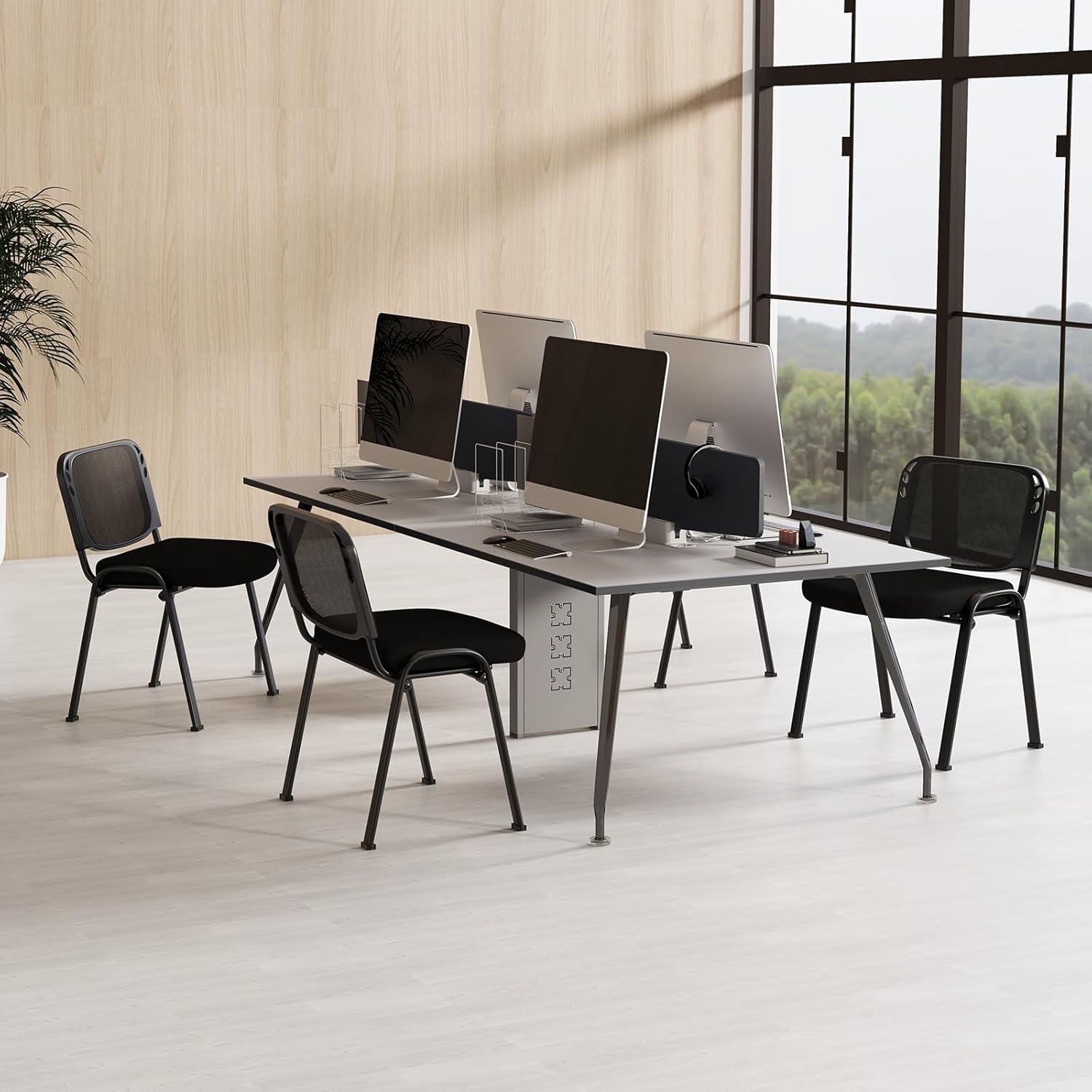 image:imageGiantex Set of 5 Office Guest Chair Stackable Waiting Room Chair with Padded Seat Metal Frame 330Lbs Capacity Conference Room Chair Reception Chair for Lobby Training Room Meeting Room 13