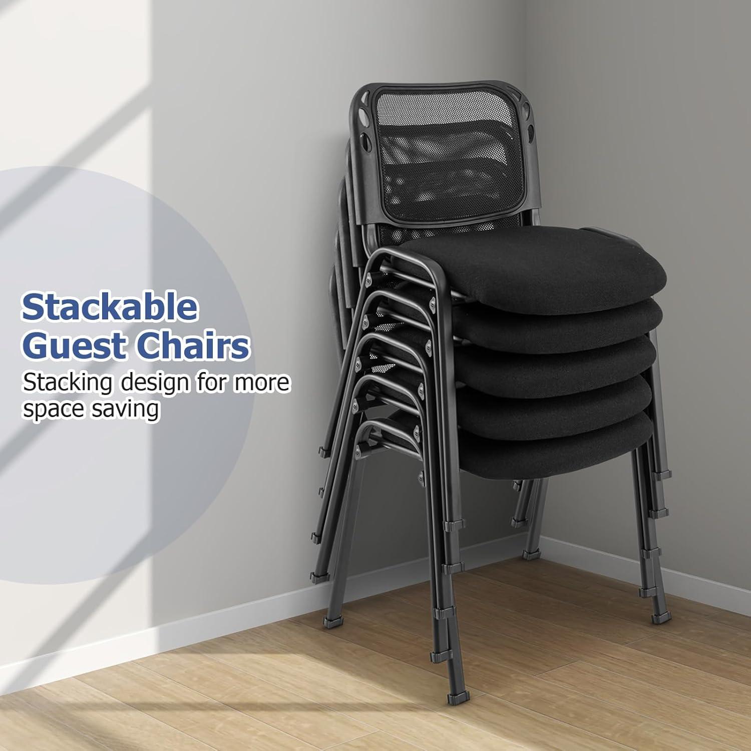 image:imageGiantex Set of 5 Office Guest Chair Stackable Waiting Room Chair with Padded Seat Metal Frame 330Lbs Capacity Conference Room Chair Reception Chair for Lobby Training Room Meeting Room 13