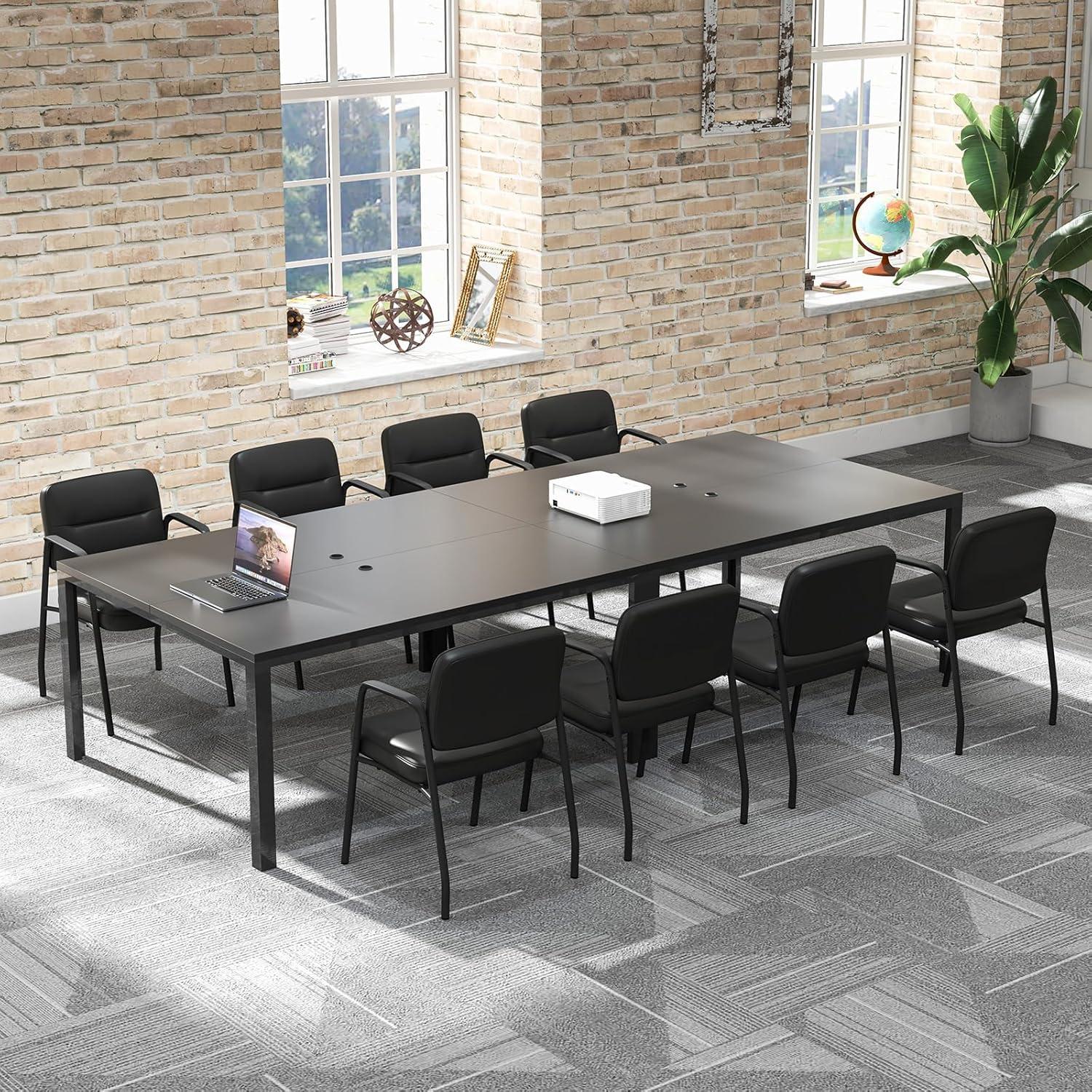 image:imageGiantex Waiting Room Chair Set of 2 Upholstered Reception Chairs with Mixed PU Leather Integrated Armrests Conference Chair Office Guest Chairs No Wheels for Meeting Room Lobby Chairs 1 BlackBlack