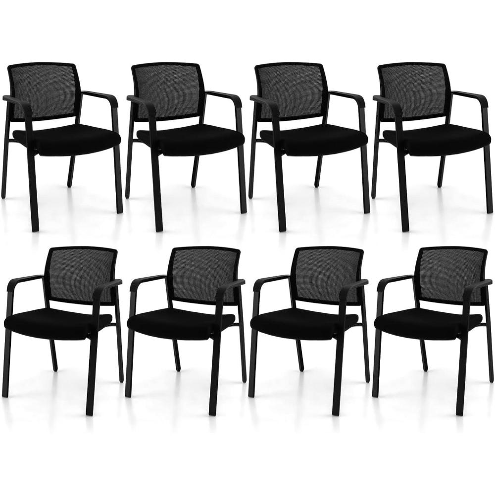 image:imageGiantex 2Pack Reception Room Chair Set with Mesh Back Metal Frame amp Padded Seat Armrests No Wheels Stacking Guest Chairs for Office Waiting Room Lobby Meeting Black8