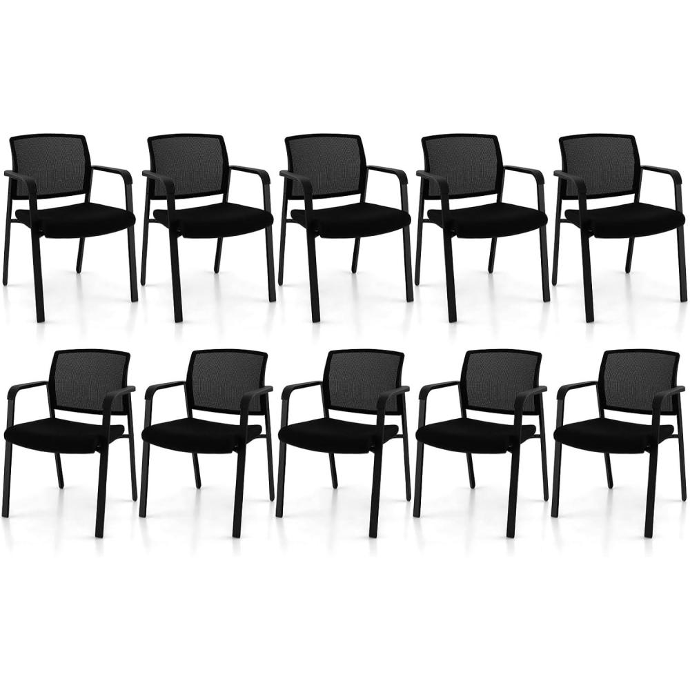 image:imageGiantex 2Pack Reception Room Chair Set with Mesh Back Metal Frame amp Padded Seat Armrests No Wheels Stacking Guest Chairs for Office Waiting Room Lobby Meeting Black10