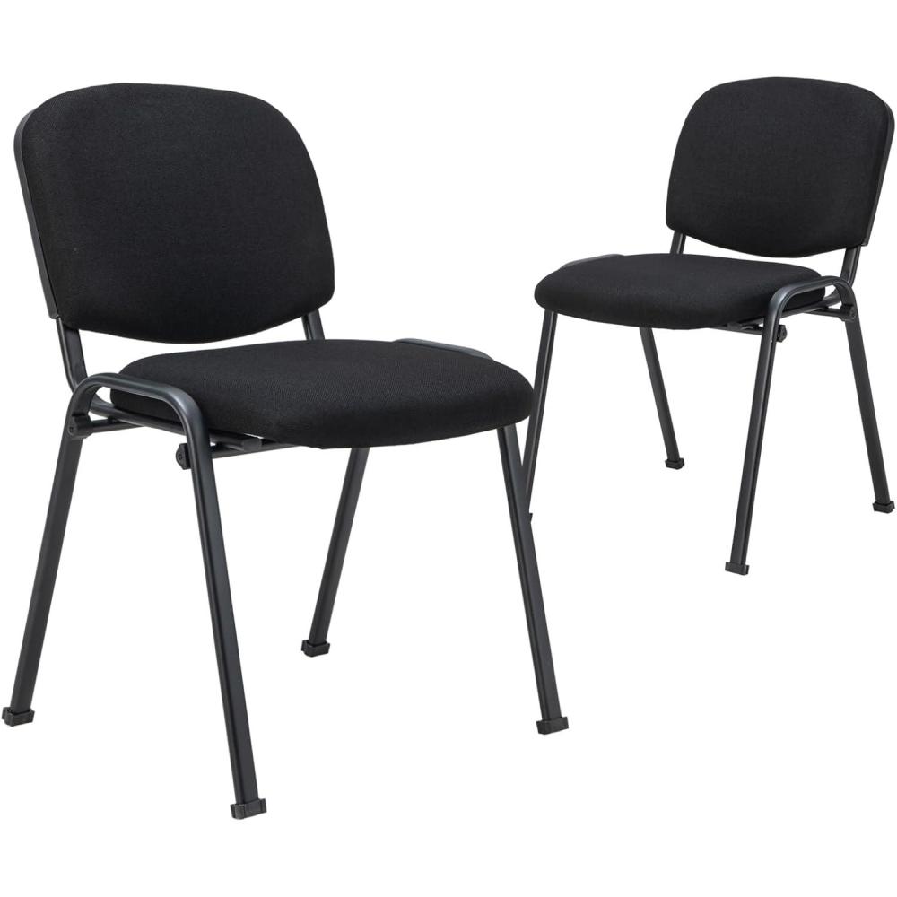 image:imageGiantex 5Pack Conference Chair Set Stackable Guest Chair with Metal Frame Padded Cushion Stacking Reception Chair Lobby Chairs Set of 5 Stackable Chairs Office Waiting Room Chair Black2