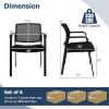 Giantex 2-Pack Reception Room Chair Set with Mesh Back, Metal Frame & Padded Seat, Armrests, No Wheels, Stacking Guest Chairs for Office, Waiting Room, Lobby, Meeting, Black(6)
