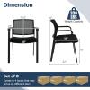 Giantex 2-Pack Reception Room Chair Set with Mesh Back, Metal Frame & Padded Seat, Armrests, No Wheels, Stacking Guest Chairs for Office, Waiting Room, Lobby, Meeting, Black(8)