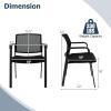 Giantex 2-Pack Reception Room Chair Set with Mesh Back, Metal Frame & Padded Seat, Armrests, No Wheels, Stacking Guest Chairs for Office, Waiting Room, Lobby, Meeting, Black(2)