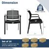 Giantex 2-Pack Reception Room Chair Set with Mesh Back, Metal Frame & Padded Seat, Armrests, No Wheels, Stacking Guest Chairs for Office, Waiting Room, Lobby, Meeting, Black(10)