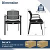 Giantex 2-Pack Reception Room Chair Set with Mesh Back, Metal Frame & Padded Seat, Armrests, No Wheels, Stacking Guest Chairs for Office, Waiting Room, Lobby, Meeting, Black(4)