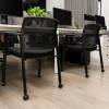 Giantex 2-Pack Waiting Room Chair Set, Rolling Office Desk Chairs with PU Wheels, Armrests, Stackable Guest Chair for Office, School, Lobby,Reception, Conference, Black(Black)