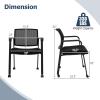 Giantex 2-Pack Waiting Room Chair Set, Rolling Office Desk Chairs with PU Wheels, Armrests, Stackable Guest Chair for Office, School, Lobby,Reception, Conference, Black(Black)