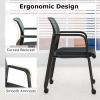 Giantex 2-Pack Waiting Room Chair Set, Rolling Office Desk Chairs with PU Wheels, Armrests, Stackable Guest Chair for Office, School, Lobby,Reception, Conference, Black(Grey)
