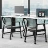 Giantex 2-Pack Waiting Room Chair Set, Rolling Office Desk Chairs with PU Wheels, Armrests, Stackable Guest Chair for Office, School, Lobby,Reception, Conference, Black(Grey)