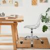 Giantex Acrylic Clear Desk Chair with PU Leather Cushion, Modern Small Home Office Chair with Wheels, Armless Swivel Rolling Vanity Chair for Office, Make up, Small Spaces Bedroom(2)