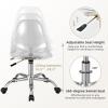 Giantex Acrylic Clear Desk Chair with PU Leather Cushion, Modern Small Home Office Chair with Wheels, Armless Swivel Rolling Vanity Chair for Office, Make up, Small Spaces Bedroom(1)