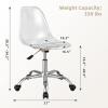Giantex Acrylic Clear Desk Chair with PU Leather Cushion, Modern Small Home Office Chair with Wheels, Armless Swivel Rolling Vanity Chair for Office, Make up, Small Spaces Bedroom(1)