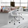 Giantex Acrylic Clear Desk Chair with PU Leather Cushion, Modern Small Home Office Chair with Wheels, Armless Swivel Rolling Vanity Chair for Office, Make up, Small Spaces Bedroom(2)
