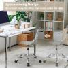 Giantex Acrylic Clear Desk Chair with PU Leather Cushion, Modern Small Home Office Chair with Wheels, Armless Swivel Rolling Vanity Chair for Office, Make up, Small Spaces Bedroom(1)