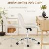 Giantex Armless Office Chair, Modern Faux Fur White Vanity Chair with Wheels & Adjustable Height, 360° Rolling Swivel Task Computer Seat, Home Office Desk Chair for Makeup Bedroom Small Space(White)