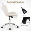 Giantex Armless Office Chair, Modern Faux Fur White Vanity Chair with Wheels & Adjustable Height, 360° Rolling Swivel Task Computer Seat, Home Office Desk Chair for Makeup Bedroom Small Space(White)