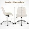 Giantex Armless Office Chair, Modern Faux Fur White Vanity Chair with Wheels & Adjustable Height, 360° Rolling Swivel Task Computer Seat, Home Office Desk Chair for Makeup Bedroom Small Space(White)