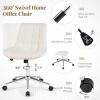 Giantex Armless Office Chair, Modern Faux Fur White Vanity Chair with Wheels & Adjustable Height, 360° Rolling Swivel Task Computer Seat, Home Office Desk Chair for Makeup Bedroom Small Space(White)