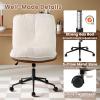 Giantex Armless Office Chair with Wheels, PU Leather Criss Cross Chair with Wide Seat, Rocking Backrest & Thick Padded Cushion, Adjustable Swivel Comfy Vanity Chair for Small Spaces, Bedroom, White