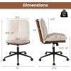Giantex Armless Office Chair with Wheels, PU Leather Criss Cross Chair with Wide Seat, Rocking Backrest & Thick Padded Cushion, Adjustable Swivel Comfy Vanity Chair for Small Spaces, Bedroom, White