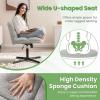 Giantex Criss Cross Chair, Armless Cross Legged Office Chair, Faux Fur Adjustable Swivel Ergonomic Desk Seat No Wheels, Modern Wide Makeup Task Vanity Chair for Home, Light Gray(Light Gray)