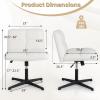 Giantex Criss Cross Chair, Armless Cross Legged Office Chair, Faux Fur Adjustable Swivel Ergonomic Desk Seat No Wheels, Modern Wide Makeup Task Vanity Chair for Home, Light Gray(Beige)