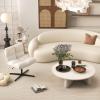 Giantex Criss Cross Chair, Armless Cross Legged Office Chair, Faux Fur Adjustable Swivel Ergonomic Desk Seat No Wheels, Modern Wide Makeup Task Vanity Chair for Home, Light Gray(Beige)
