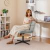Giantex Criss Cross Chair, Armless Cross Legged Office Chair, Faux Fur Adjustable Swivel Ergonomic Desk Seat No Wheels, Modern Wide Makeup Task Vanity Chair for Home, Light Gray(Light Gray)