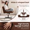 Giantex Criss Cross Chair, Armless Cross Legged Office Chair, Faux Fur Adjustable Swivel Ergonomic Desk Seat No Wheels, Modern Wide Makeup Task Vanity Chair for Home, Light Gray(Espresso)