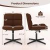 Giantex Criss Cross Chair, Armless Cross Legged Office Chair, Faux Fur Adjustable Swivel Ergonomic Desk Seat No Wheels, Modern Wide Makeup Task Vanity Chair for Home, Light Gray(Espresso)