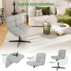 Giantex Criss Cross Chair, Armless Cross Legged Office Chair, Faux Fur Adjustable Swivel Ergonomic Desk Seat No Wheels, Modern Wide Makeup Task Vanity Chair for Home, Light Gray(Light Gray)