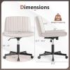 Giantex Criss Cross Chair with Wheels, Armless Cross Legged Office Chair, Fabric Adjustable Swivel Ergonomic Desk Seat, Modern Wide Makeup Task Vanity Chair for Home, Gray(Beige)
