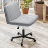 Giantex Criss Cross Chair with Wheels, Armless Cross Legged Office Chair, Fabric Adjustable Swivel Ergonomic Desk Seat, Modern Wide Makeup Task Vanity Chair for Home, Gray(Grey)