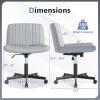 Giantex Criss Cross Chair with Wheels, Armless Cross Legged Office Chair, Fabric Adjustable Swivel Ergonomic Desk Seat, Modern Wide Makeup Task Vanity Chair for Home, Gray(Grey)