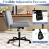 Giantex Criss Cross Chair with Wheels, Armless Cross Legged Office Chair, Fabric Adjustable Swivel Ergonomic Desk Seat, Modern Wide Makeup Task Vanity Chair for Home, Gray(Grey)